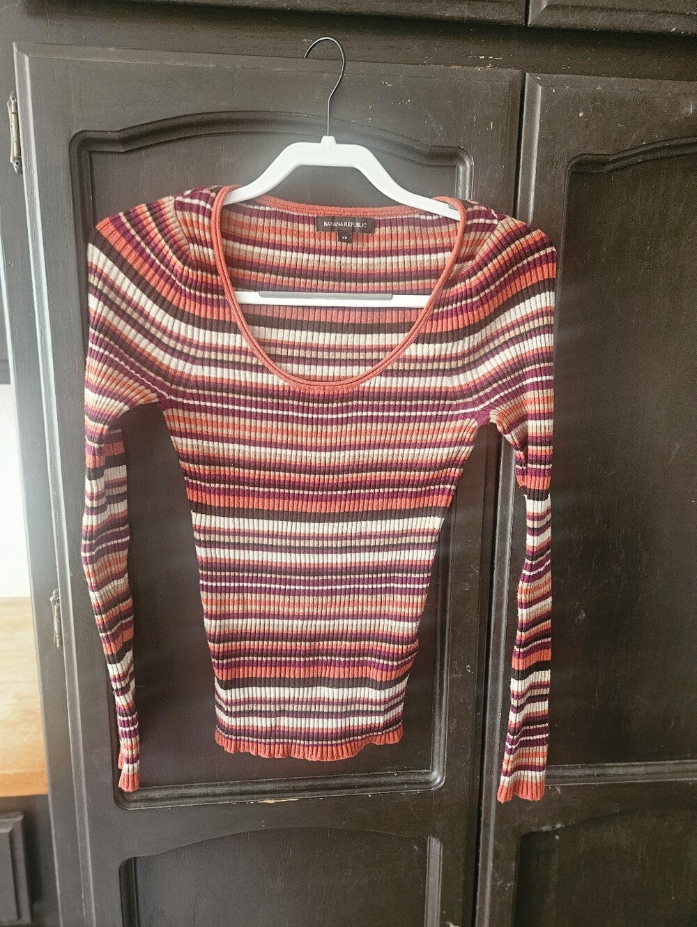 Banana Republic Retro Style Ribbed Autumnal Color Story Scoop Neck Sweater